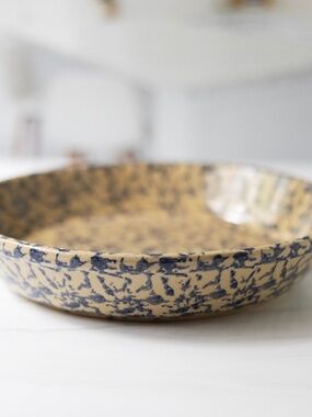 Robinson Ransbottom Pottery Roseville Spongeware Stoneware 9.5 Inch Pie Plate